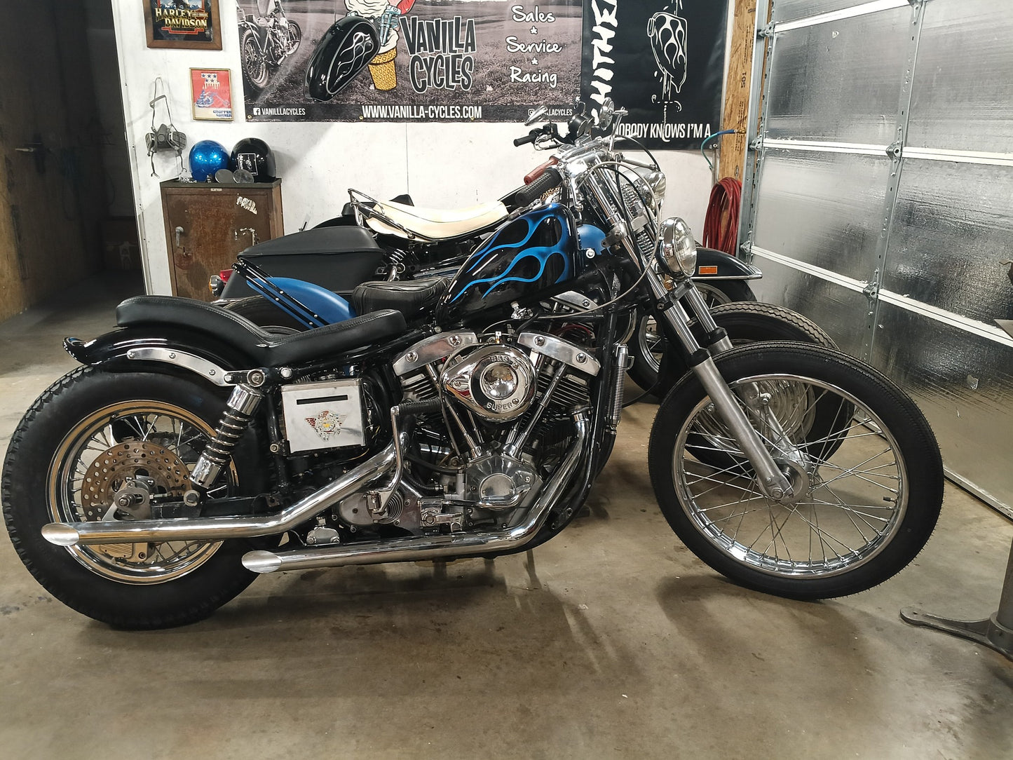 Swing arm chopper cobra seat Black Leather Front to Back Pleates for Panhead and Shovelhead frames