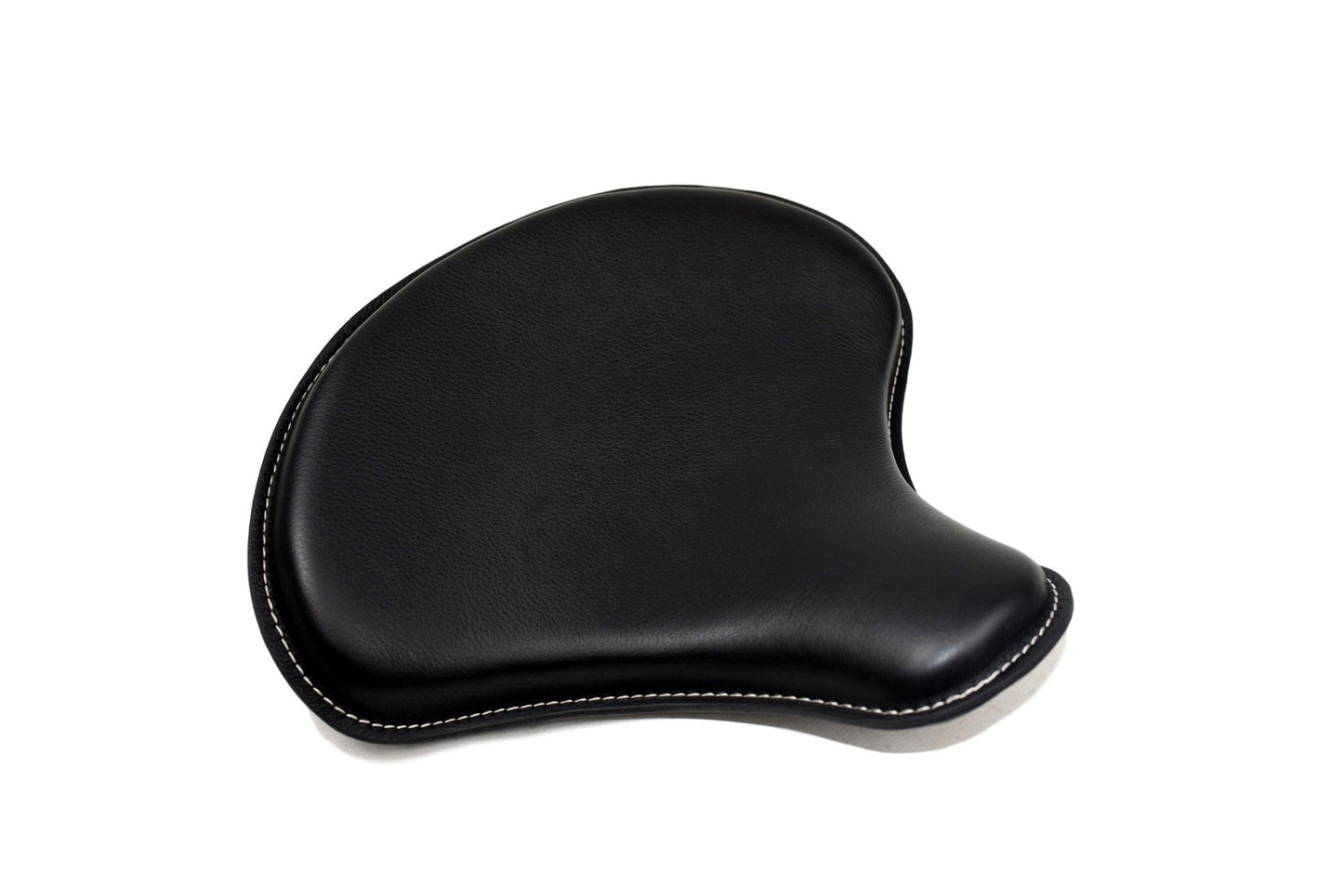 Black Leather Tractor Seat with White Stitching 15x14