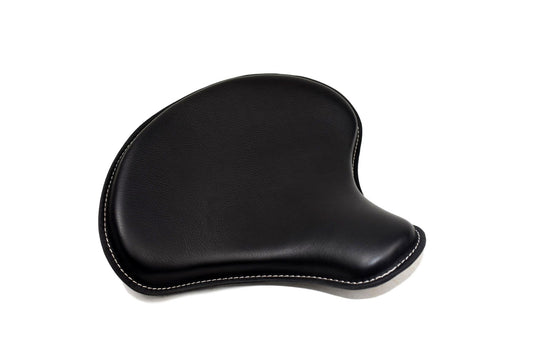 Black Leather Tractor Seat with White Stitching 15x14