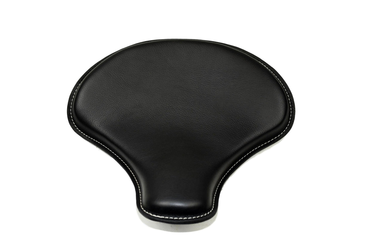 Black Leather Tractor Seat with White Stitching 15x14