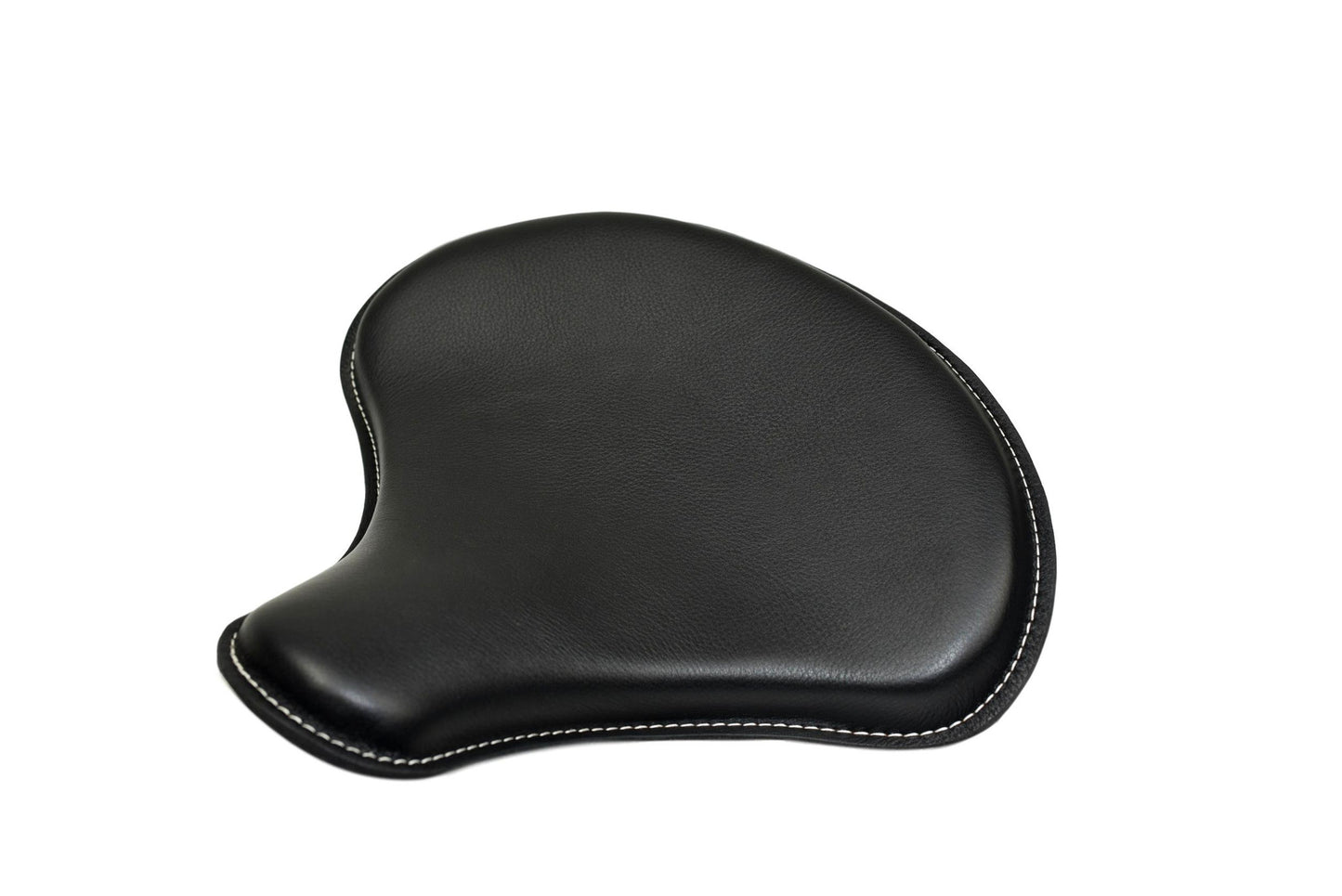 Black Leather Tractor Seat with White Stitching 15x14
