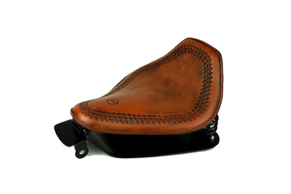 Seat & Mounting Kit for 2004-2006 Sportster with 10x13 Snub Hand Tooled Seat Gel Tan