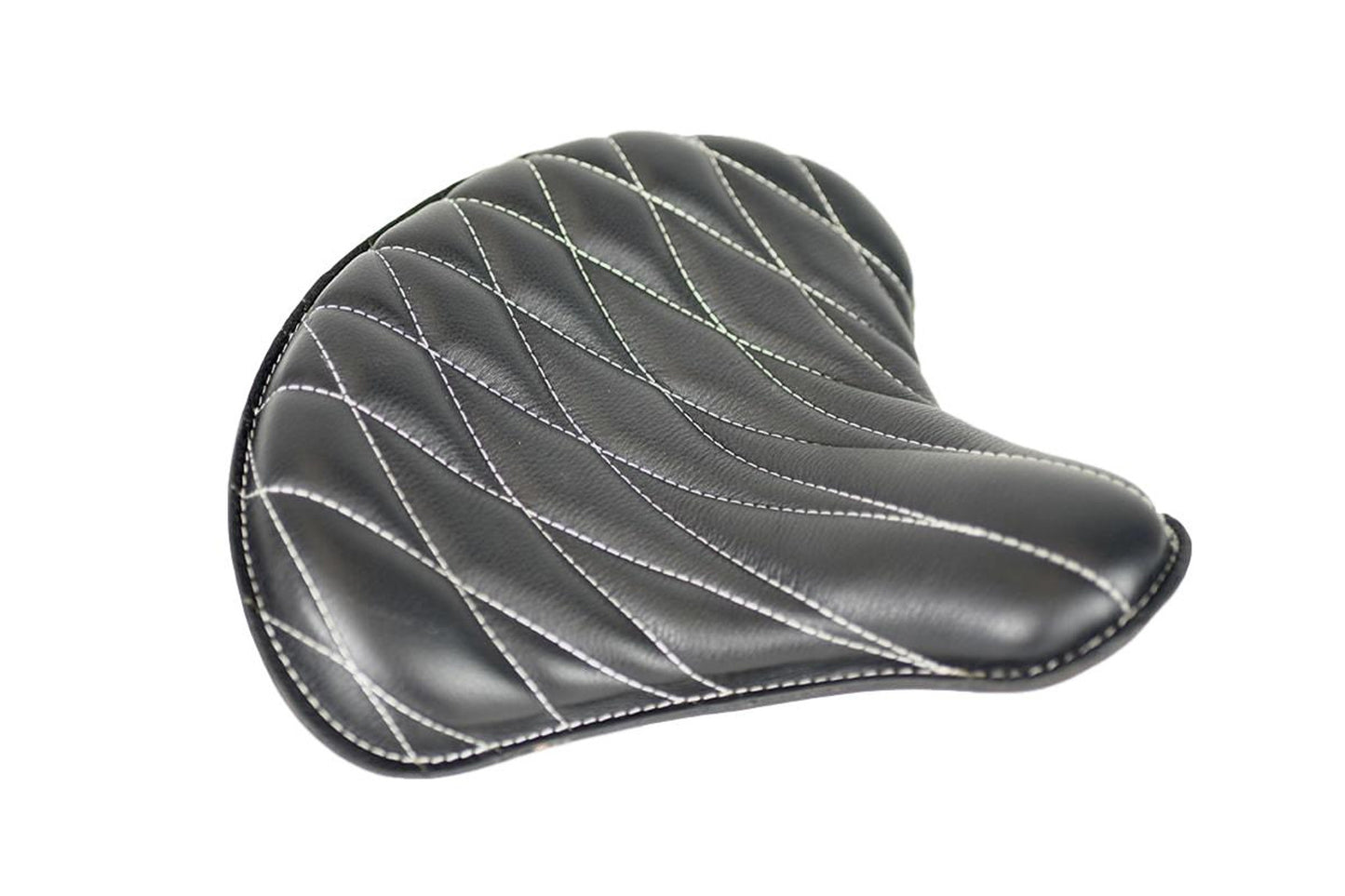 Black Leather Diamond Pleat Fade Tractor Seat 15x14